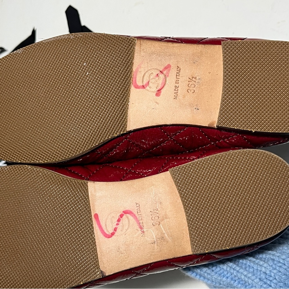 Chanel Burgundy Women's Ballet Flats - Picture 7 of 12